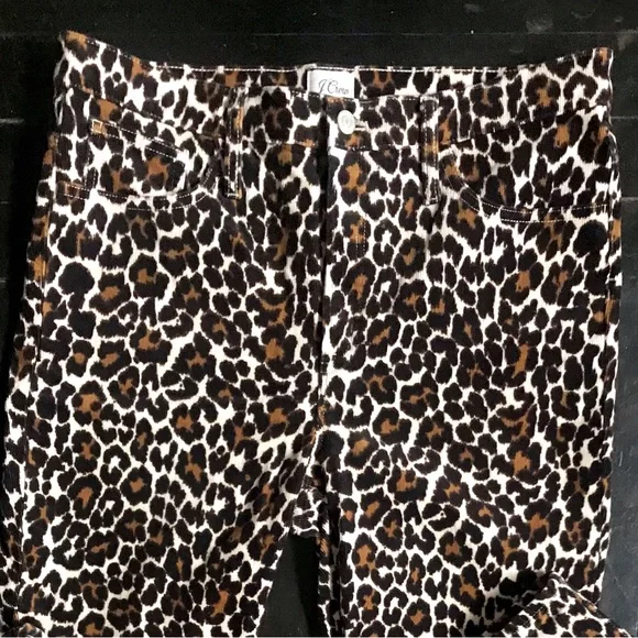 J. CREW ReImagined High Rise Animal Print Pants Stretch Corduroys Jeans - Picture 9 of 12